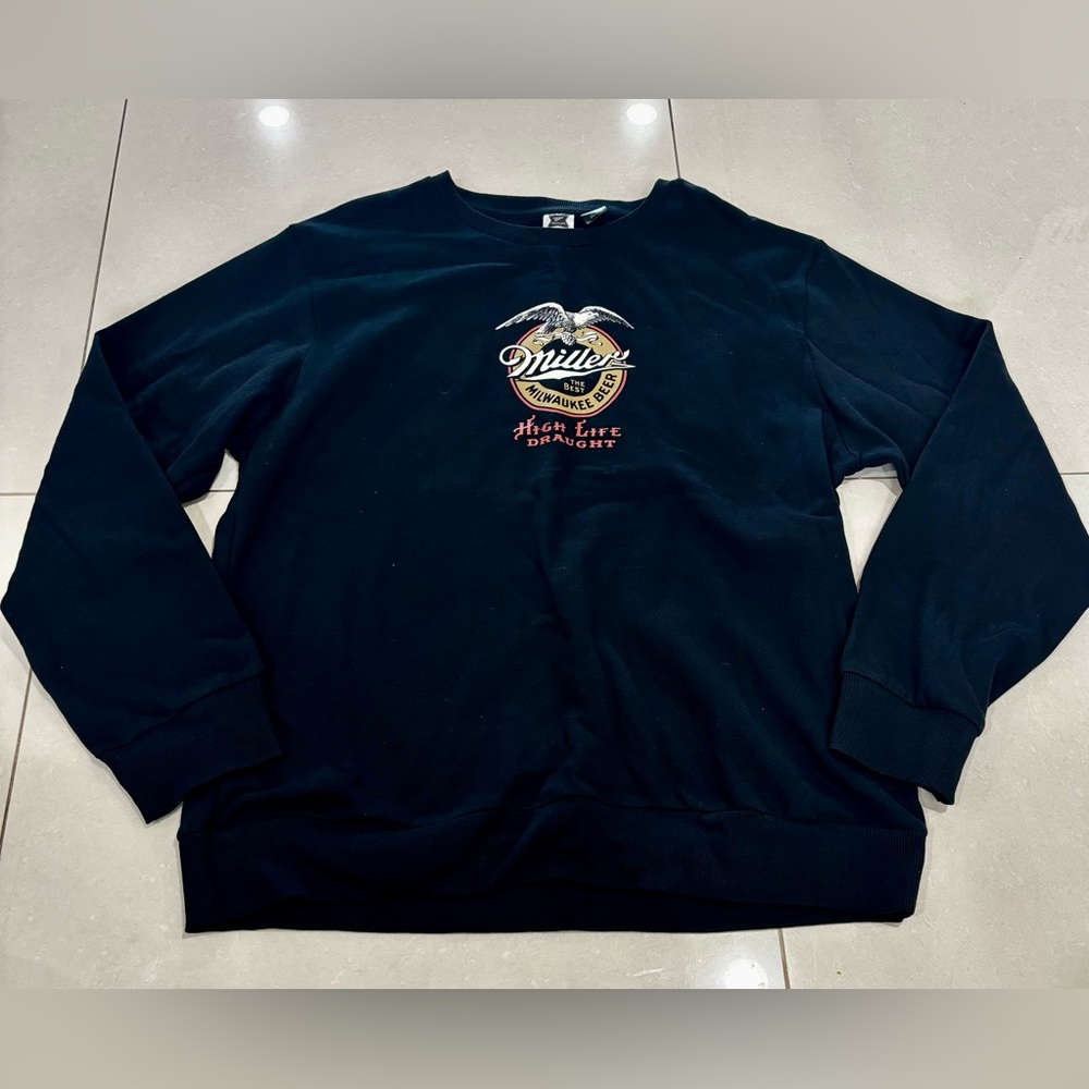 Miller High Life Black Graphic Crewneck Sweatshirt